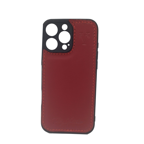 Husa Compatibila Iphone 16 Pro Max, Rosie/Negru din Silicon si Piele Naturala